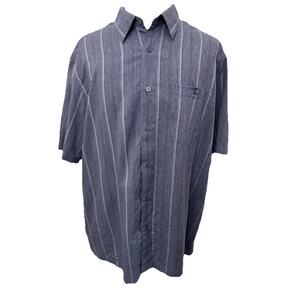 Hagar Short Sleeve Shirt Men’s 2XL Button Up Collared Blue Striped